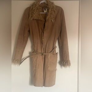 Women’s Vintage Gianfranco Ferre’ Jeans  Suede Faux Fur Lined  Coat Sz.L